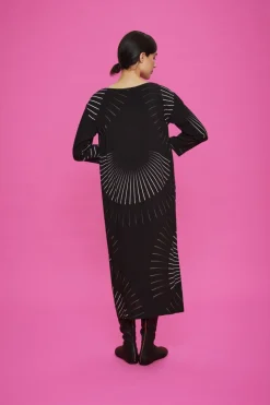 Black fan & red ribbon FSC lang kjole