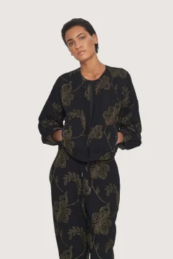 Embroidered leaf bukser