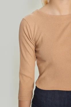 Globe rib bluse med 3/4 ærme