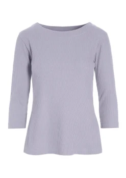 Globe rib bluse med 3/4 ærme